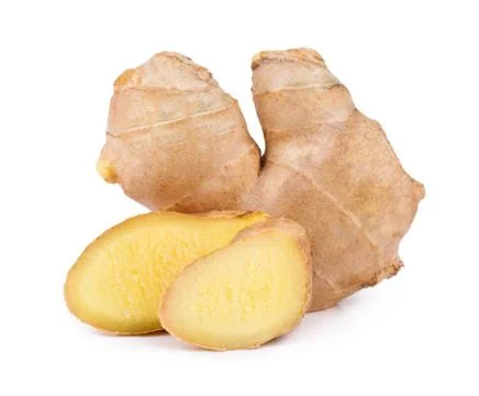 Ginger root isolated on white background Stock Photos