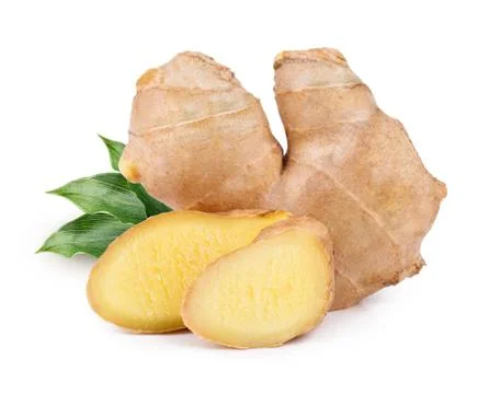 Ginger root isolated on white background Stock Photos