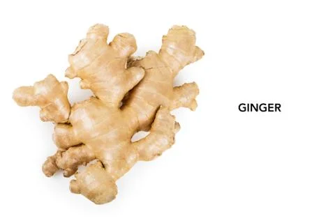 Ginger root isolated on white background Stock Photos