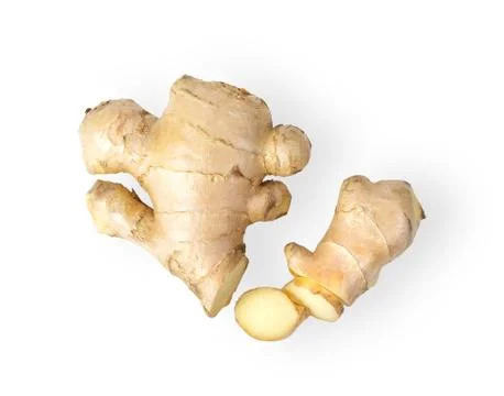 Ginger root Isolated on a white background. top view Stock Photos