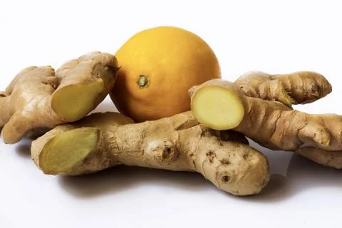 Ginger root, lemon Stock Photos