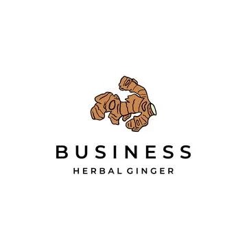 Ginger root logo. Herbal spice logo design vector Illustration Stock Illustration