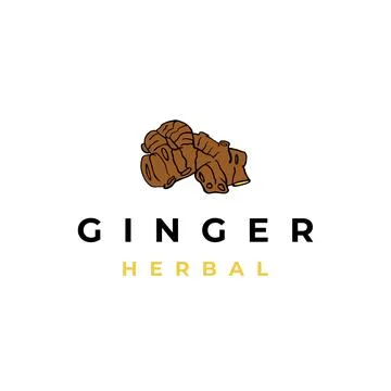 Ginger root logo. Herbal spice logo design vector Illustration Stock Illustration