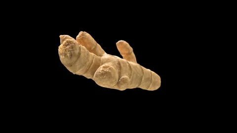 Ginger root of a rotating looping in alpha channel for compositing. Stock Footage 128586800