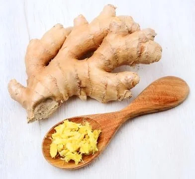 Ginger root . Slices ginger.Spice Foto stock