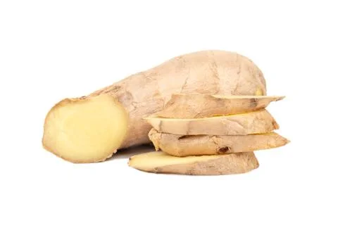 Ginger root with slices Stock Photos