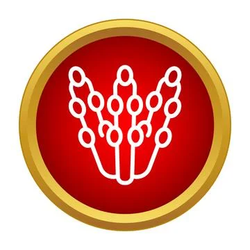 Ginger root vegetable outline icon in red circle Stock Illustration