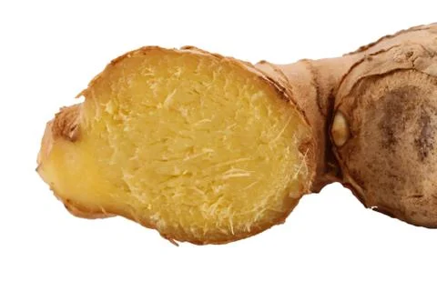 The Ginger root on the white background Stock Photos
