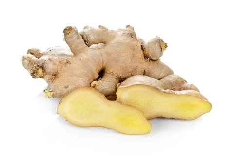 Ginger root on white background Stock Photos