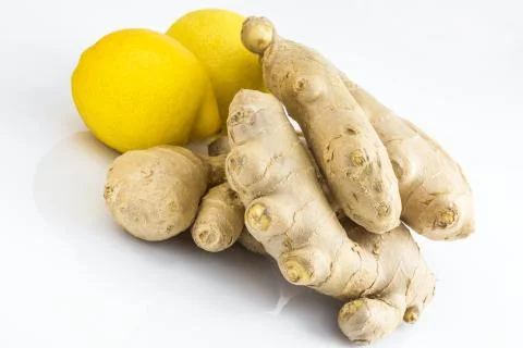 Ginger roots with lemons Fotos Stock