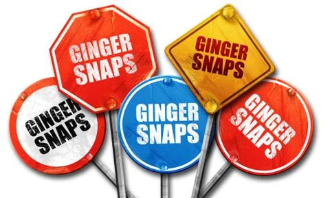 Ginger snaps, 3D rendering, street signs Stock Illustration