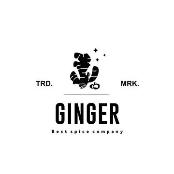 Ginger spice logo icon, ginger kitchen spice for the cooking industry Stock Illustration