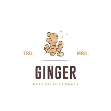 Ginger spice logo icon, ginger kitchen spice for the cooking industry Stock Illustration