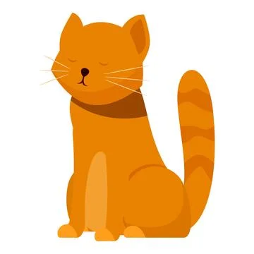 Ginger tabby cat sitting with closed eyes and striped tail Stock Illustration