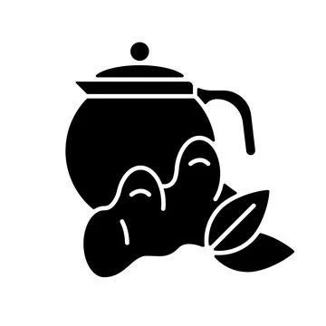 Ginger tea black glyph icon Stock Illustration