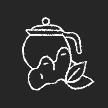 Ginger tea chalk white icon on dark background Stock Illustration