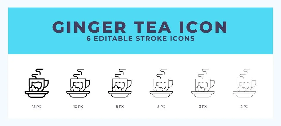 Ginger tea icon with different stroke. Editable stroke. Vector illustration. Stock Illustration