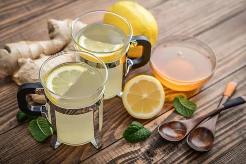 Ginger tea with lemon Stock Photos