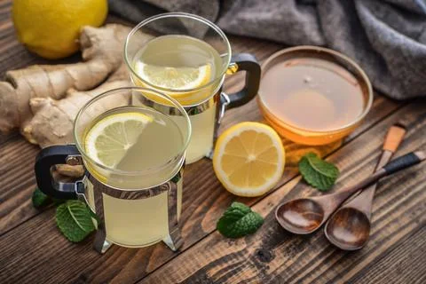 Ginger tea with lemon Stock Photos