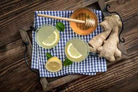 Ginger tea with lemon Stock Photos