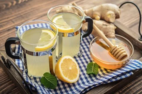 Ginger tea with lemon Stock Photos