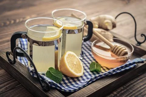 Ginger tea with lemon Stock Photos