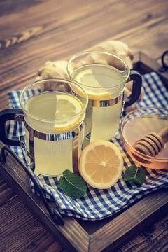 Ginger tea with lemon Stock Photos