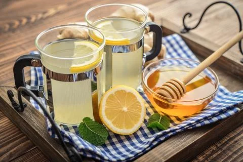 Ginger tea with lemon Stock Photos