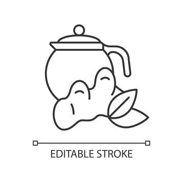 Ginger tea linear icon Stock Illustration