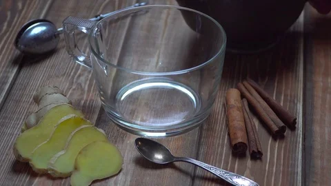 Ginger tea. Tea with mint. Video stock 77219199