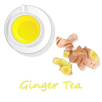 Ginger tea vector illustration isolated set top view. Stock Illustration