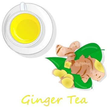 Ginger tea vector illustration isolated set top view. Stock Illustration