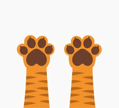 Ginger tiger cat paws up. Vector illustration. Illustrazione stock