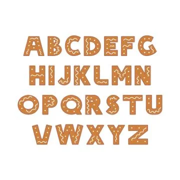 Gingerbread alphabet - sweet christmas cookie font. vector Stock Illustration