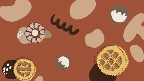 Gingerbread and flower cookie sweets background Illustrazione stock