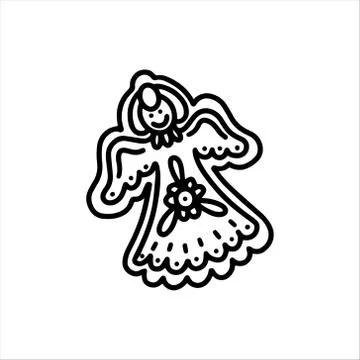 Gingerbread angel . Hand drawn vector illustration in Doodle style Illustrazione stock