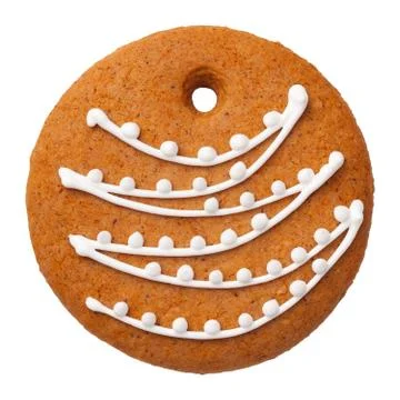 Gingerbread Bauble Cookie Isolated on White Background Stock Photos