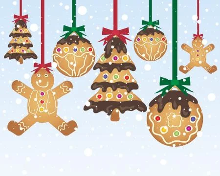 Gingerbread baubles Stock Illustration