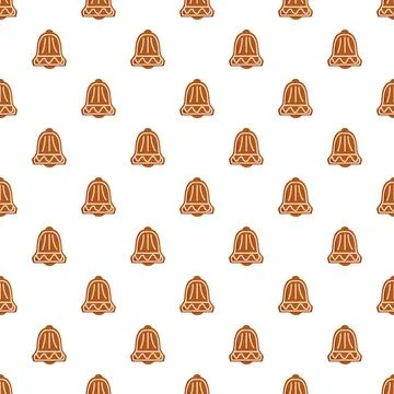 Gingerbread bell cookies creating seamless holiday pattern Stock Illustration