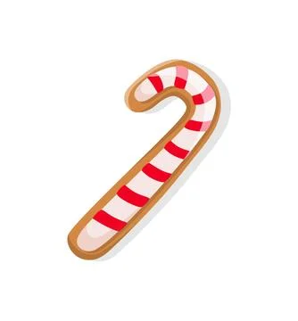 Gingerbread of Bright Candy Cane Vector Isolated Stock Illustration