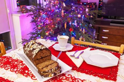 Gingerbread cake with chocolate Stock Photos