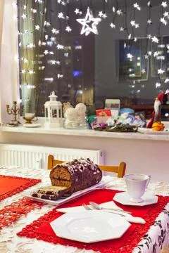 Gingerbread cake with chocolate Stock Photos