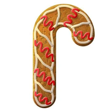 Gingerbread candy cane symbol decorated colored icing Stock Illustration