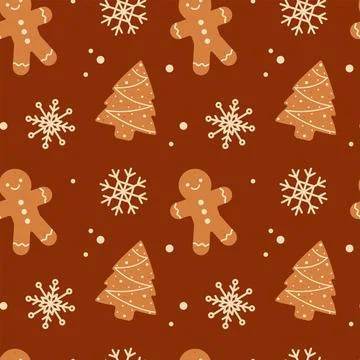 Gingerbread Christmas cookies seamless pattern Stock Illustration