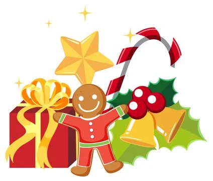 Gingerbread with Christmas elements イラスト素材