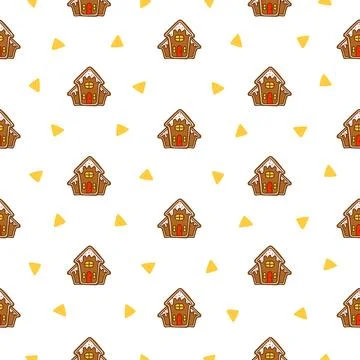 Gingerbread Christmas house. Seamless pattern. Stock Illustration