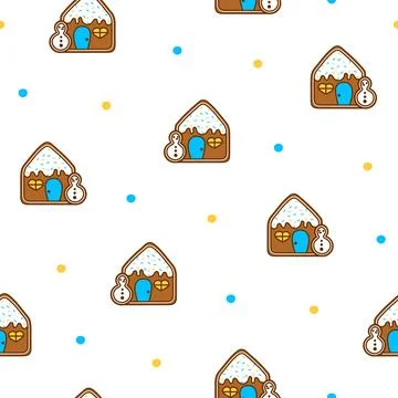 Gingerbread Christmas house. Seamless pattern. Stock Illustration