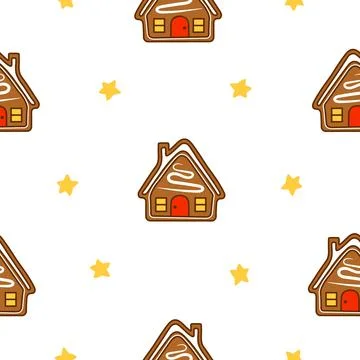 Gingerbread Christmas house. Seamless pattern. Illustrazione stock