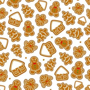 Gingerbread Christmas seamless pattern. Gingerbread pattern. Vector illustrat Stock Illustration