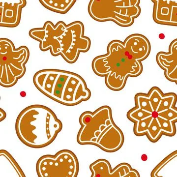 Gingerbread Christmas seamless pattern. Gingerbread pattern. Vector illustrat Stock Illustration